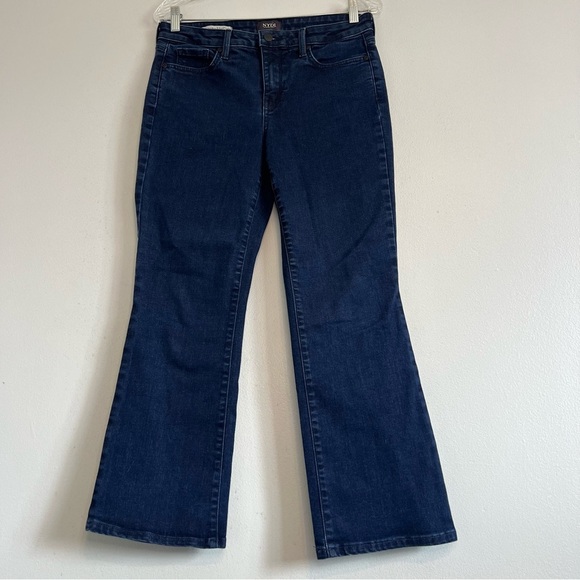 NYDJ Womens Barbara Bootcut Dark Wash Ankle Jeans Sz 8 Mid Rise - Picture 1 of 11